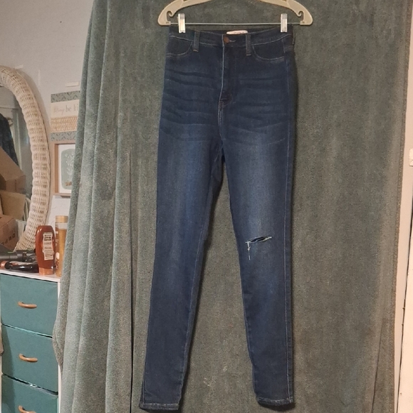 Vibrant Women's Dark Blue Skinny Jeans - Picture 1 of 2